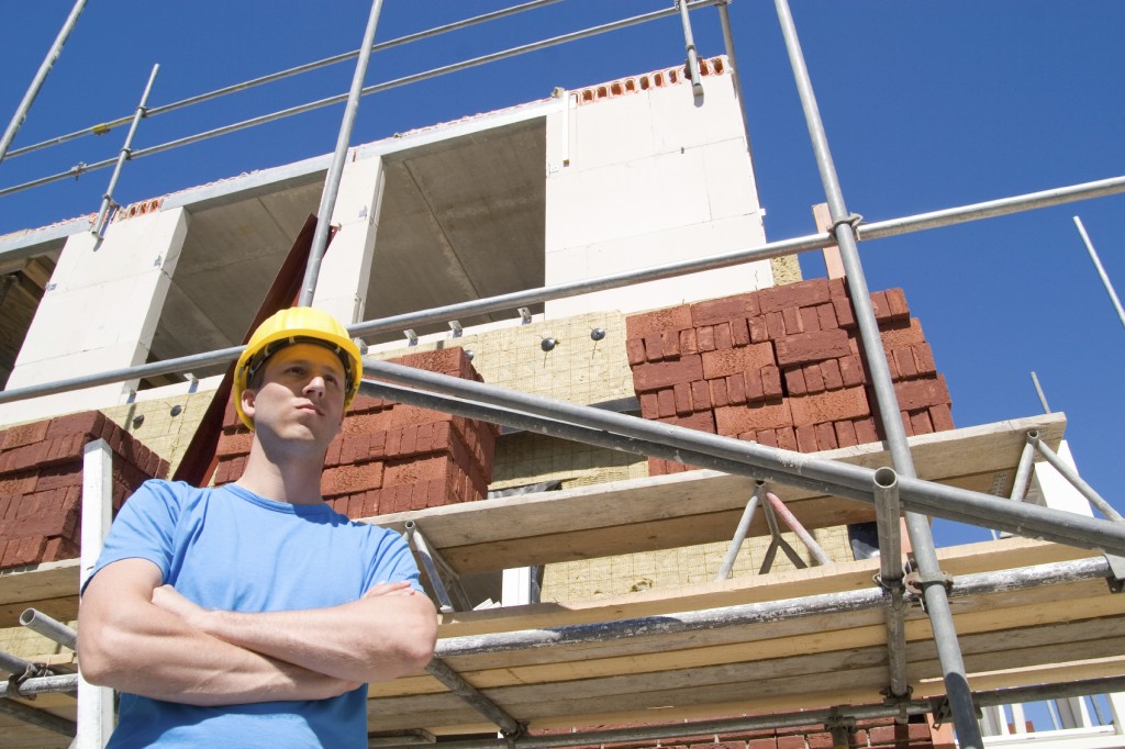 Builder at a construction site