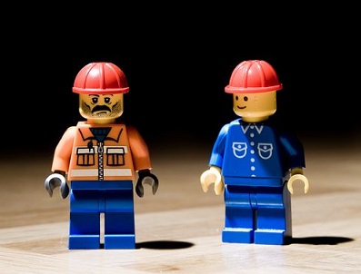 Rogue trader lego men with hard hats