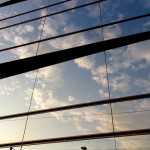 A building with glass windows